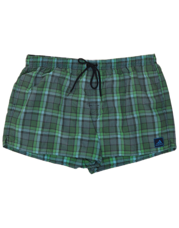 Pantaloncini da bagno da uomo Adidas 2XL nylon a quadri verdi
