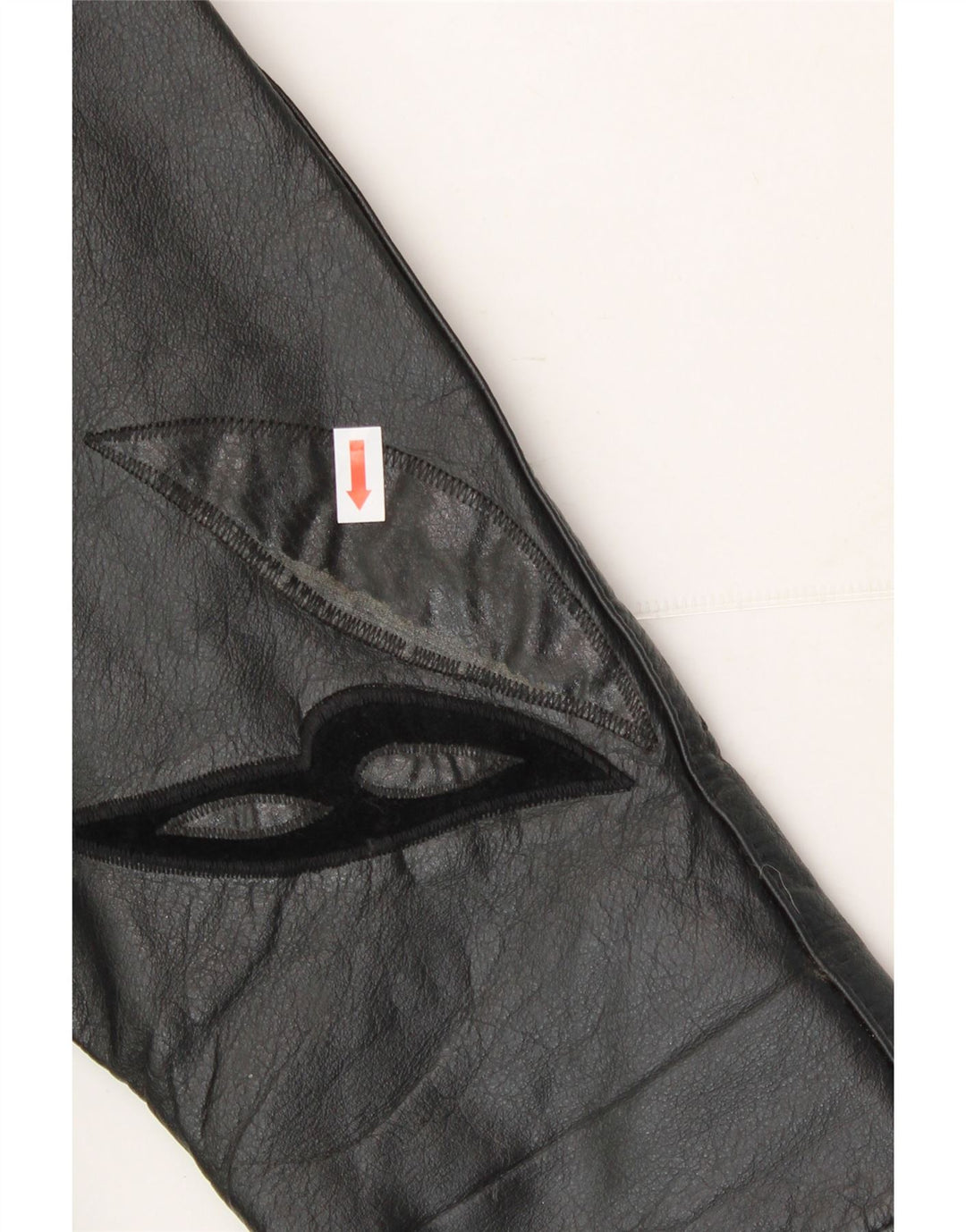 VINTAGE Womens Abstract Pattern Leather Coat EU 42 Large Black Leather Vintage Vintage and Second-Hand Vintage from Messina Hembry 