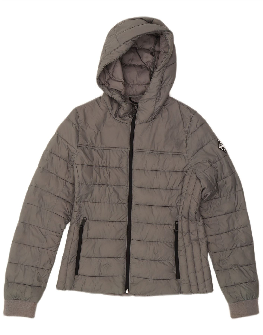 HOLLISTER Womens Hooded Padded Jacket UK 10 Small Grey Nylon