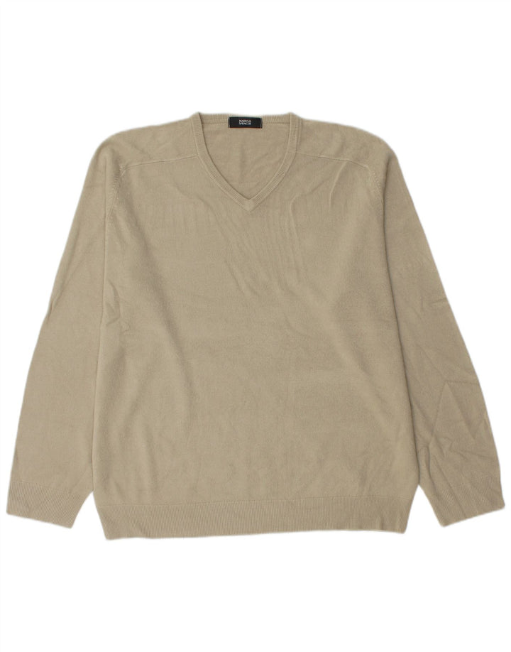Maglione da uomo con scollo a V Marks & Spencer grande acrilico beige