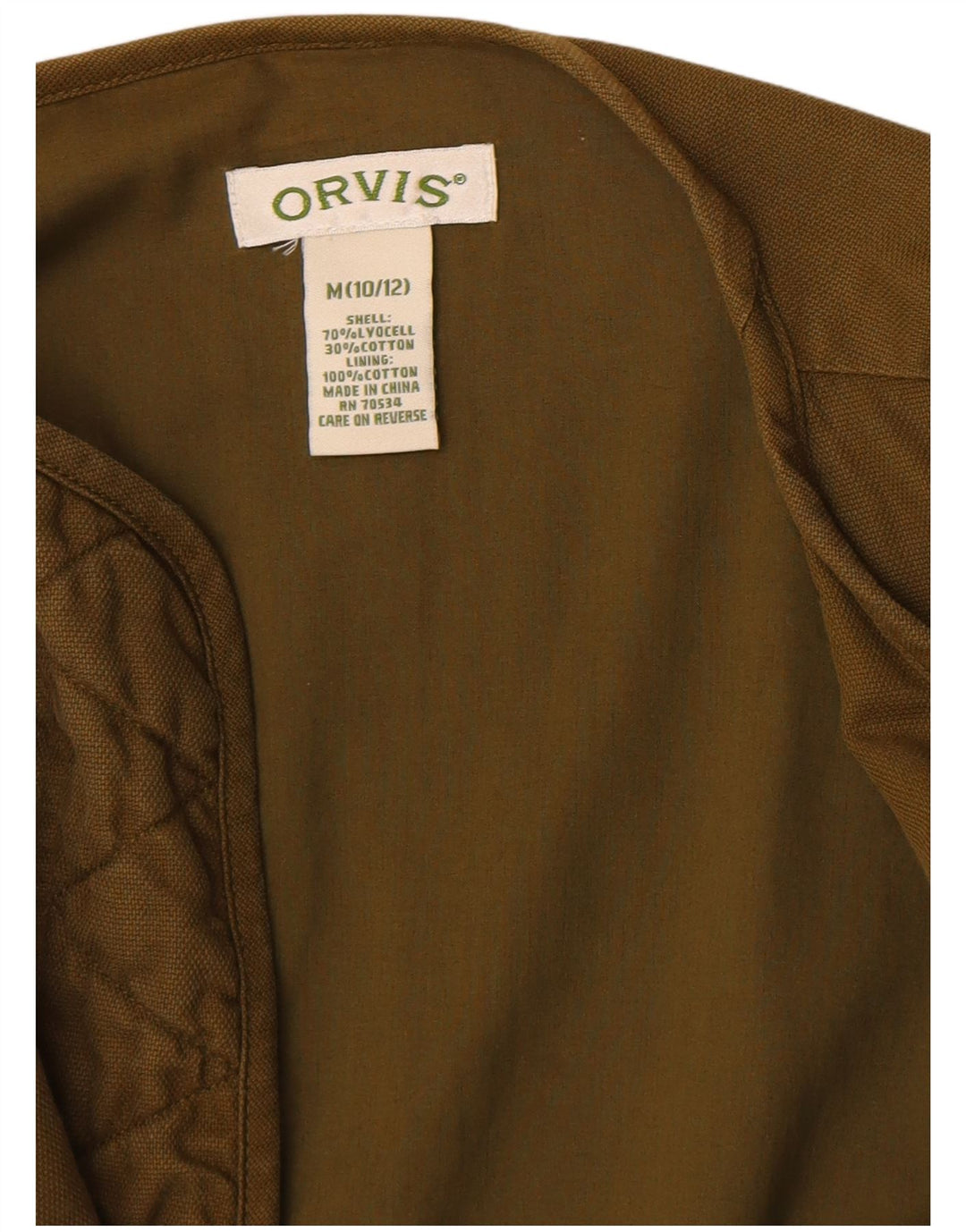 Giacca blazer aperta da donna Orvis US 10/12 viscosa kaki media