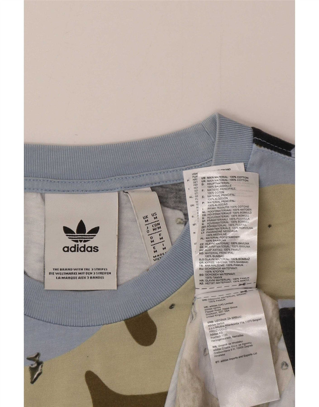 T-shirt da uomo Adidas Top media in cotone mimetico multicolore