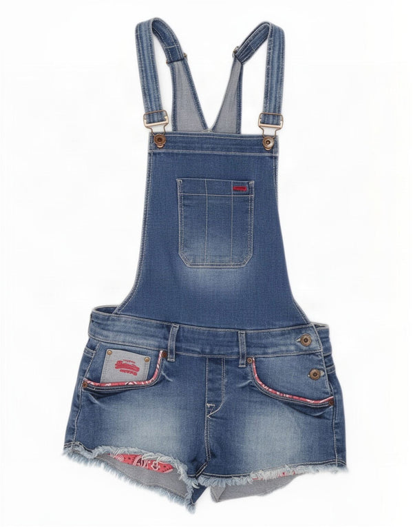 Pantaloncini di jeans da donna Superdry Salopette Small W28 Blu Cotone