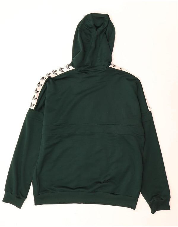 Maglione con cappuccio e zip grafica da uomo Adidas grande in poliestere color block verde