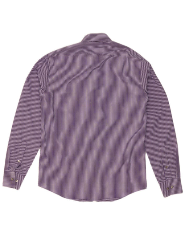 Camicia slim fit da uomo Calvin Klein taglia 38 15 cotone gessato viola medio
