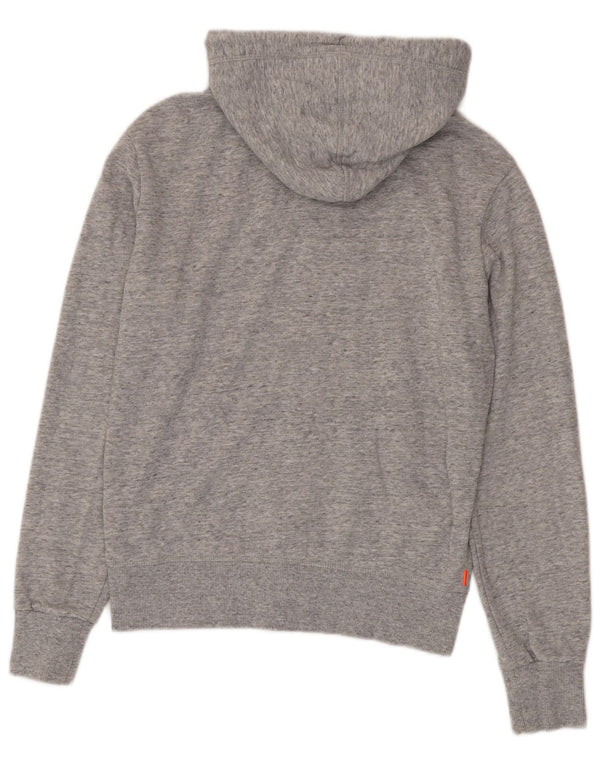 Maglione con cappuccio e zip da uomo Superdry in cotone chiazzato grigio piccolo