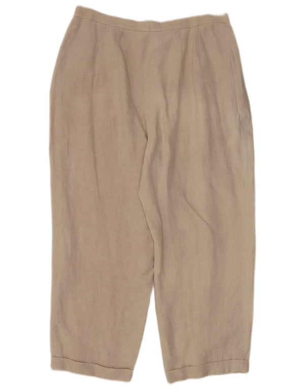 Pantaloni corti con pegged da donna Marks & Spencer UK 18 XL W32 L25 Lino beige