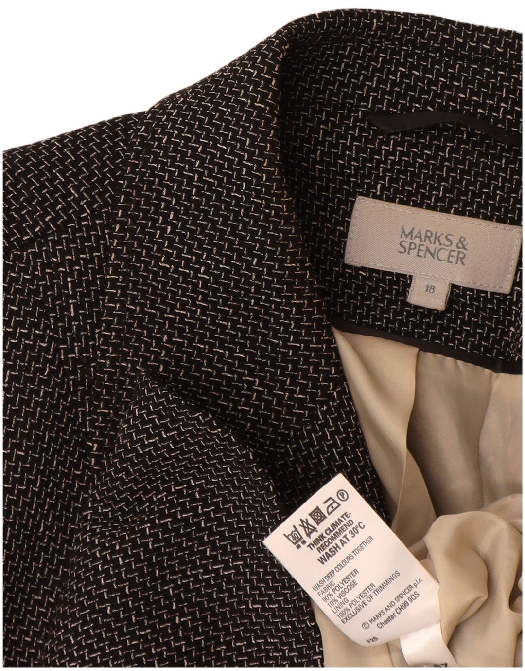 Giacca blazer a 5 bottoni da donna Marks & Spencer UK 18 XL Chevron nero