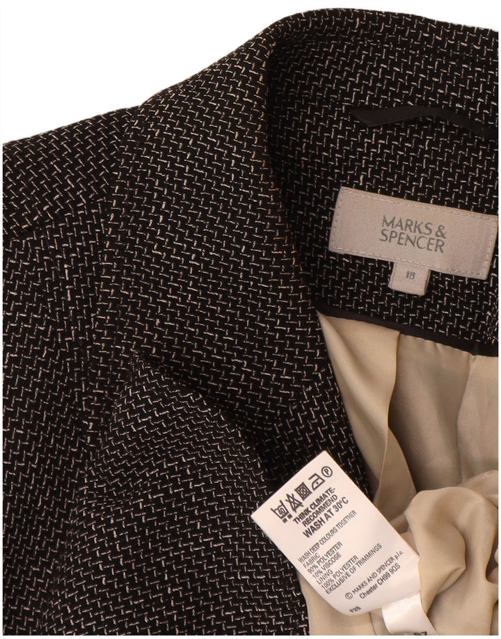 Giacca blazer a 5 bottoni da donna Marks & Spencer UK 18 XL Chevron nero