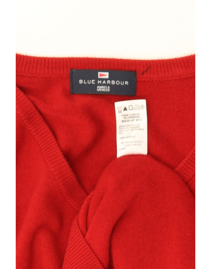 MARKS & SPENCER Maglione da uomo con scollo a V blu Harbour piccolo acrilico rosso