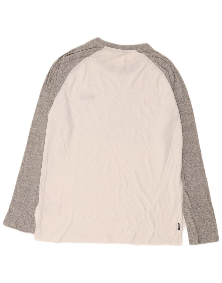 Top da uomo Superdry a maniche lunghe in cotone color block bianco grande