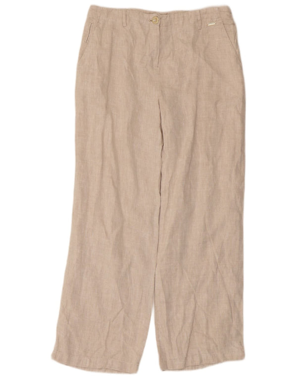 Pantaloni chino a vita alta da donna Marks & Spencer UK 12 medio W30 L28 Beige