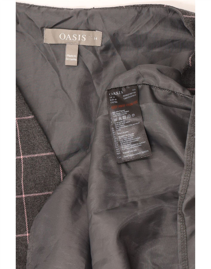 Abito tubino senza maniche da donna Oasis UK 14 Poliestere a quadri grigio medio