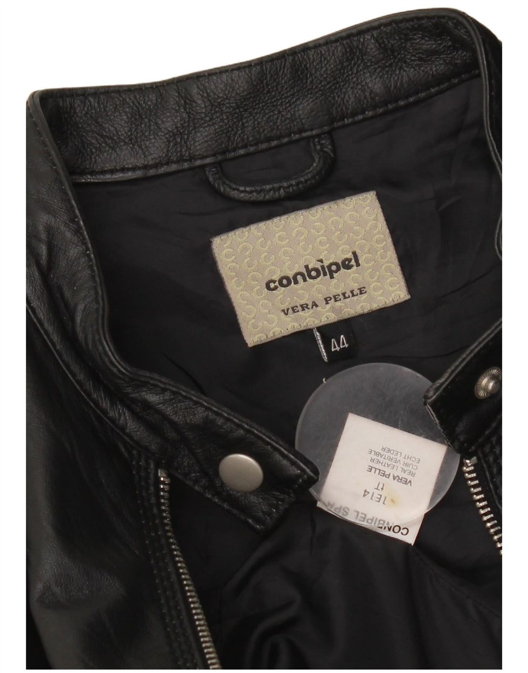 Giacca Biker in Pelle Crop Donna Conbipel IT 44 Media Pelle Nera