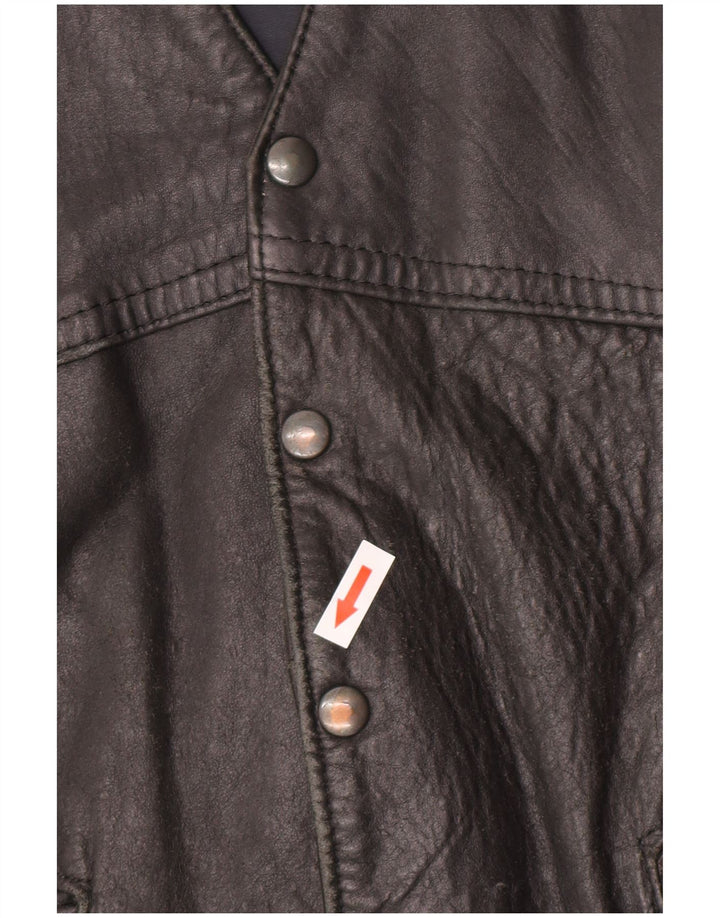 Gilet in pelle da uomo vintage in pelle nera media