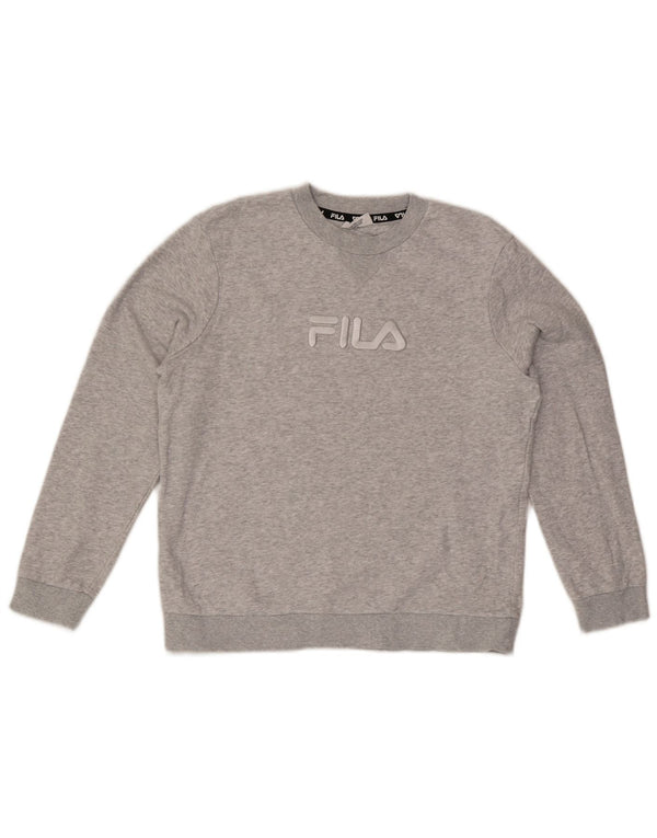 Felpa grafica per ragazzi Fila, maglione 11-12 anni, cotone grigio screziato