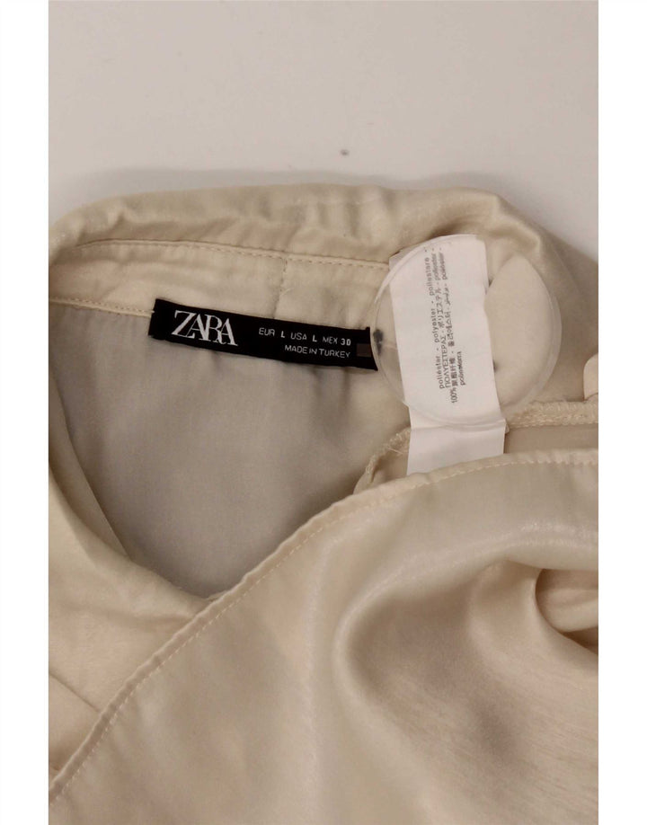 Camicia da donna Zara UK 16 Large in poliestere bianco sporco
