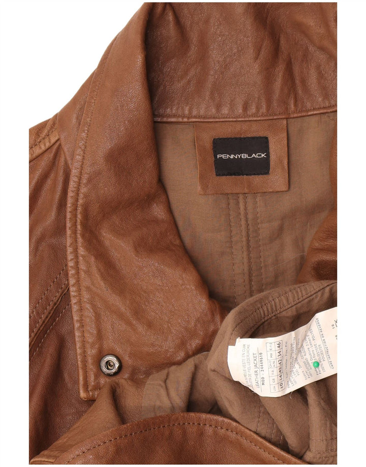 Giacca da motociclista in pelle da donna Penny Black UK 14 Grande pelle marrone