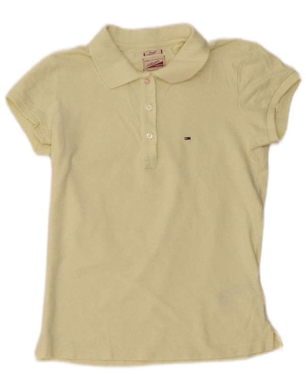 Polo da donna Tommy Hilfiger UK 10 piccola in cotone giallo