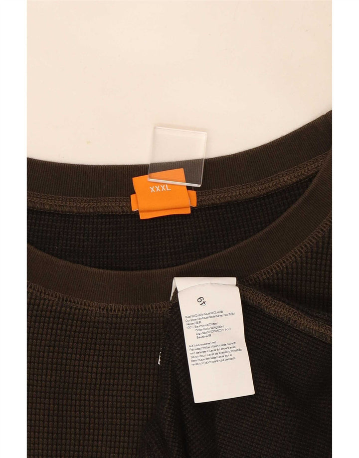 Top da uomo a maniche lunghe Hugo Boss 3XL in cotone marrone