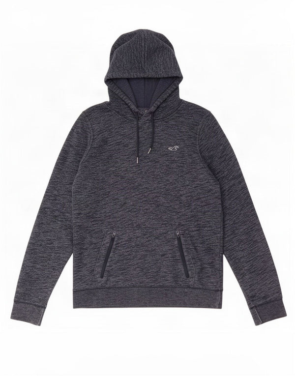 Maglione con cappuccio da uomo Hollister medio in cotone screziato blu navy