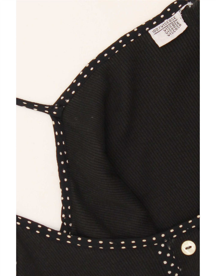 Prendisole vintage da donna UK 12 viscosa floreale nera media