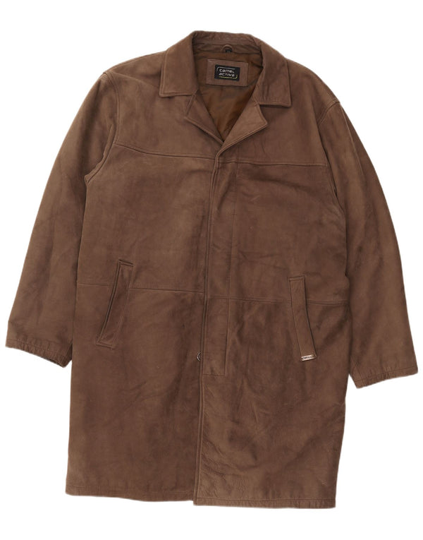Cappotto in pelle da uomo Camel Active EU 54 XL in pelle marrone