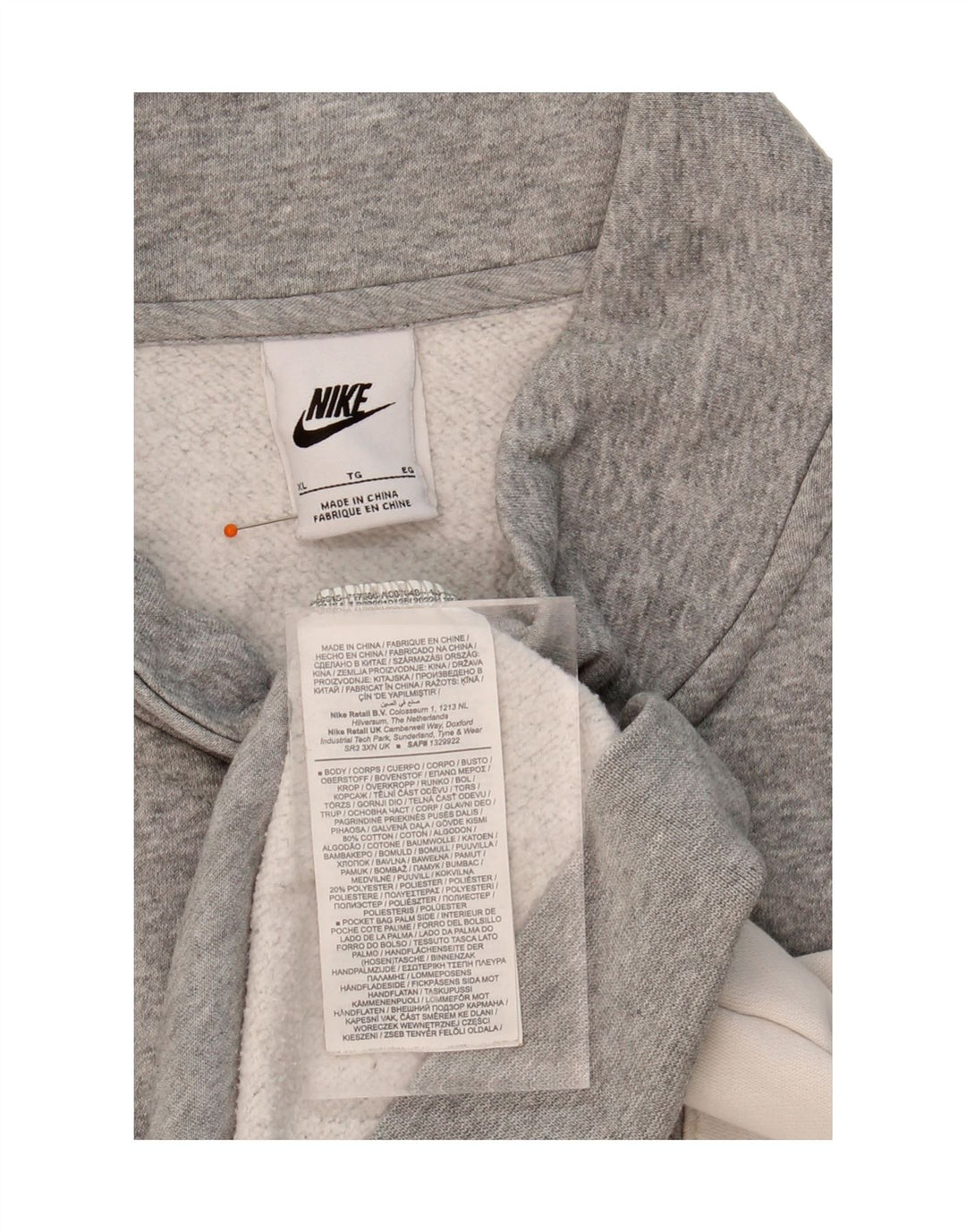 NIKE Mens Tracksuit Top Jacket XL Grey Colourblock Cotton Vintage Nike and Second-Hand Nike from Messina Hembry 