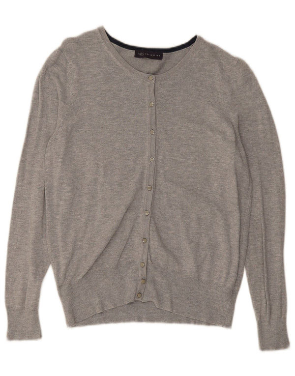 Maglione cardigan da donna Marks & Spencer UK 16 Grande viscosa screziata grigia