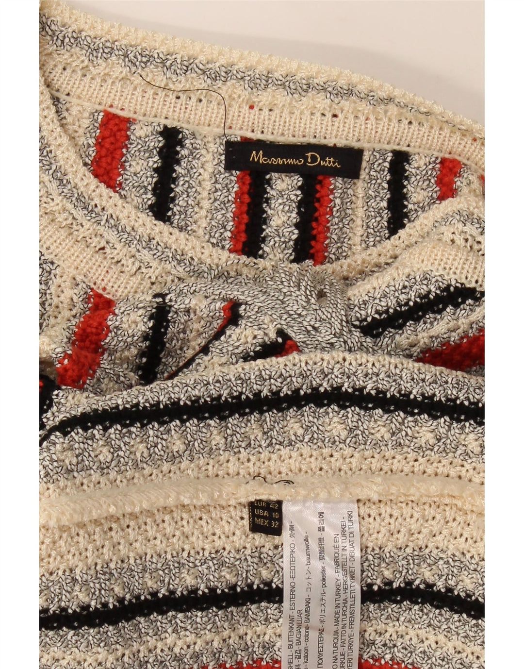 MASSIMO DUTTI Womens Boat Neck Jumper Sweater EU 42 Large Multicoloured Vintage Massimo Dutti and Second-Hand Massimo Dutti from Messina Hembry 