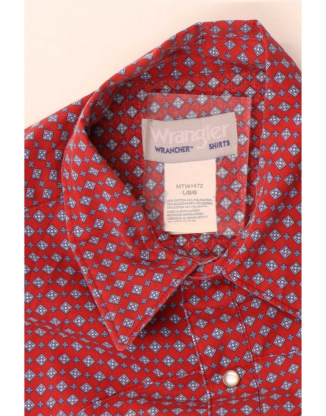 Camicia a maniche corte da uomo Wrangler grande cotone geometrico rosso