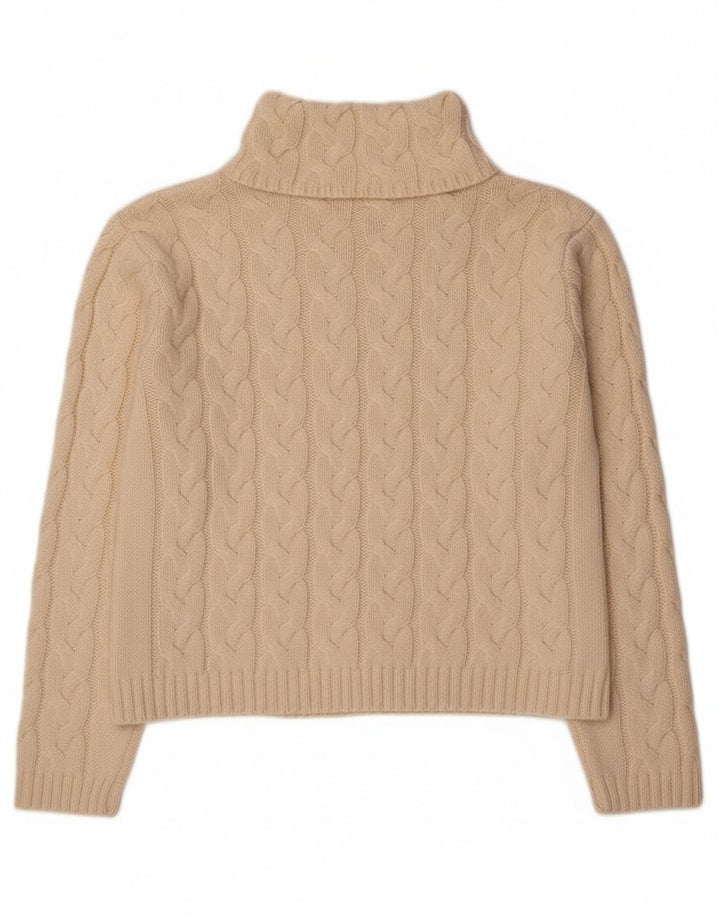 Maglione maglione collo alto da donna Marco Pecci UK 10 piccolo lana bianco sporco