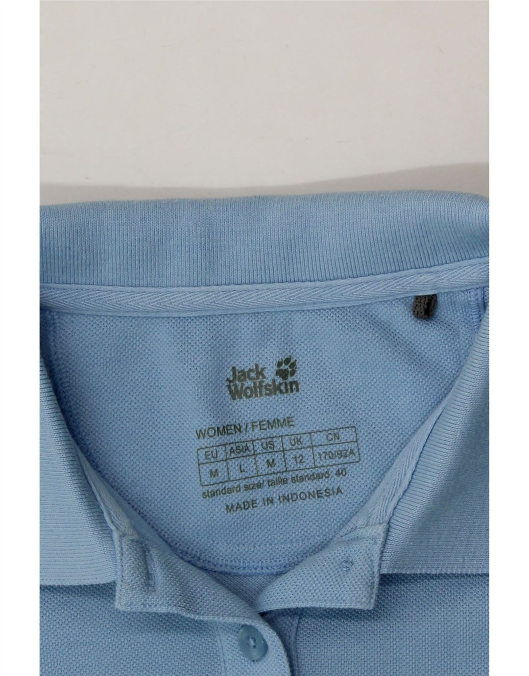 JACK WOLFSKIN Womens Polo Shirt UK 12 Medium Blue Cotton Vintage Jack Wolfskin and Second-Hand Jack Wolfskin from Messina Hembry 