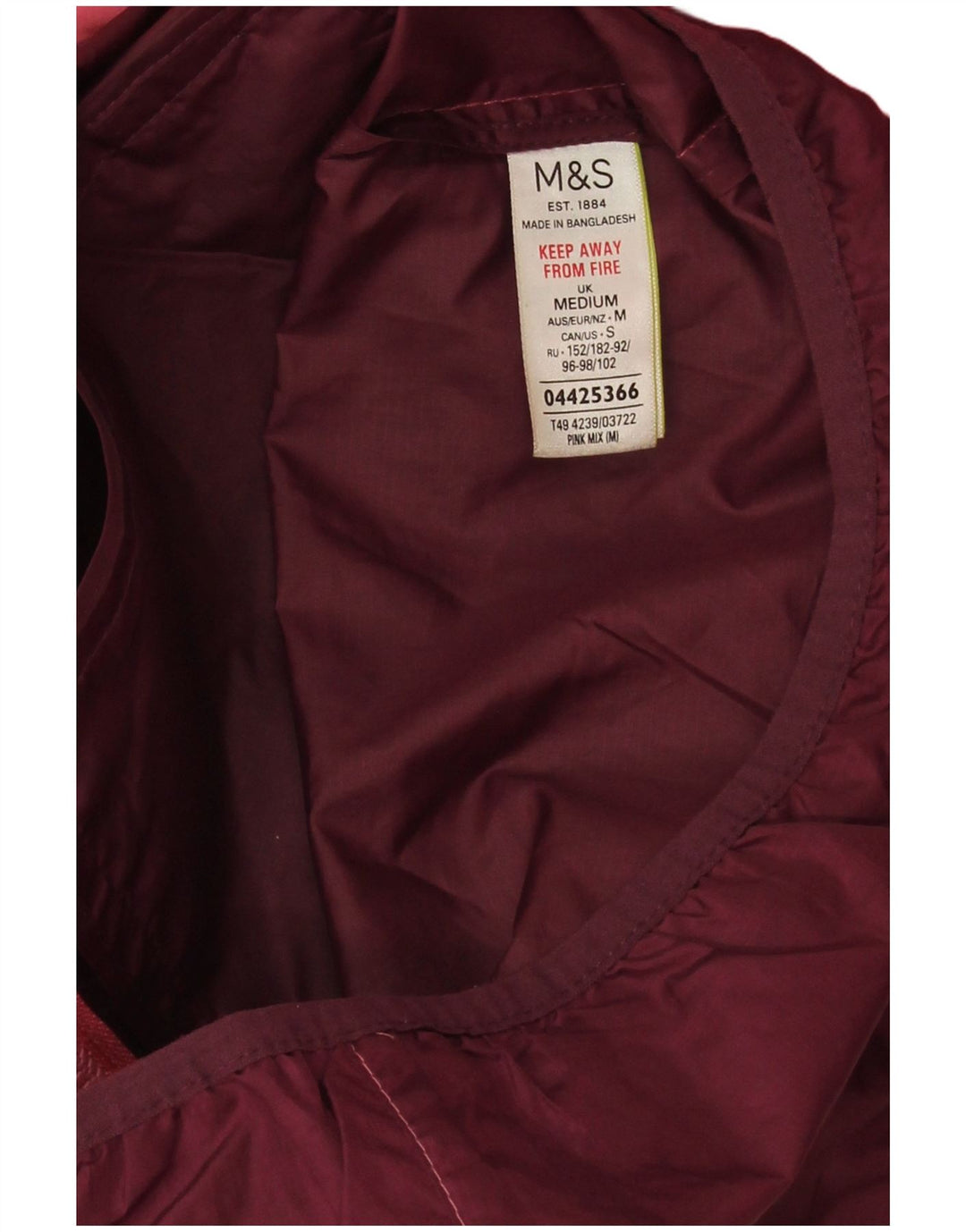 Giacca antipioggia con cappuccio da donna Marks & Spencer UK 14 Colore rosa medio