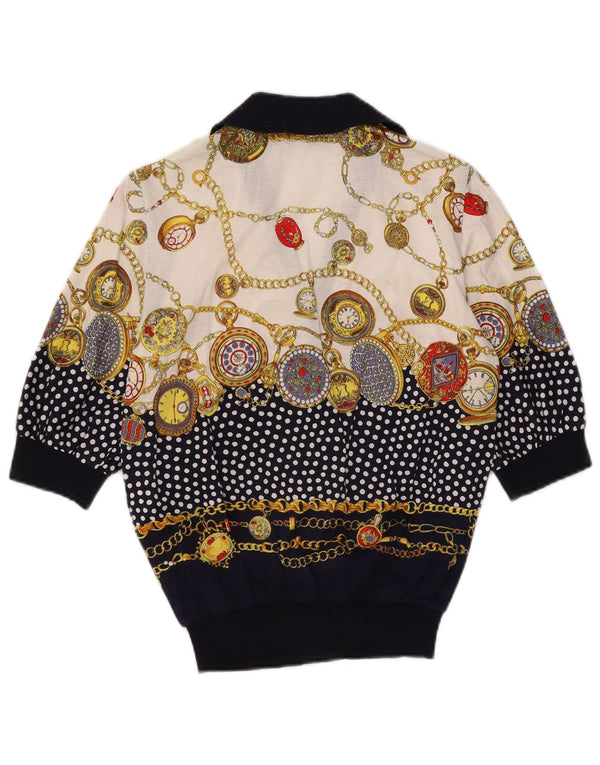 Camicetta da donna con motivo astratto Liola, taglia UK 14, blu navy medio