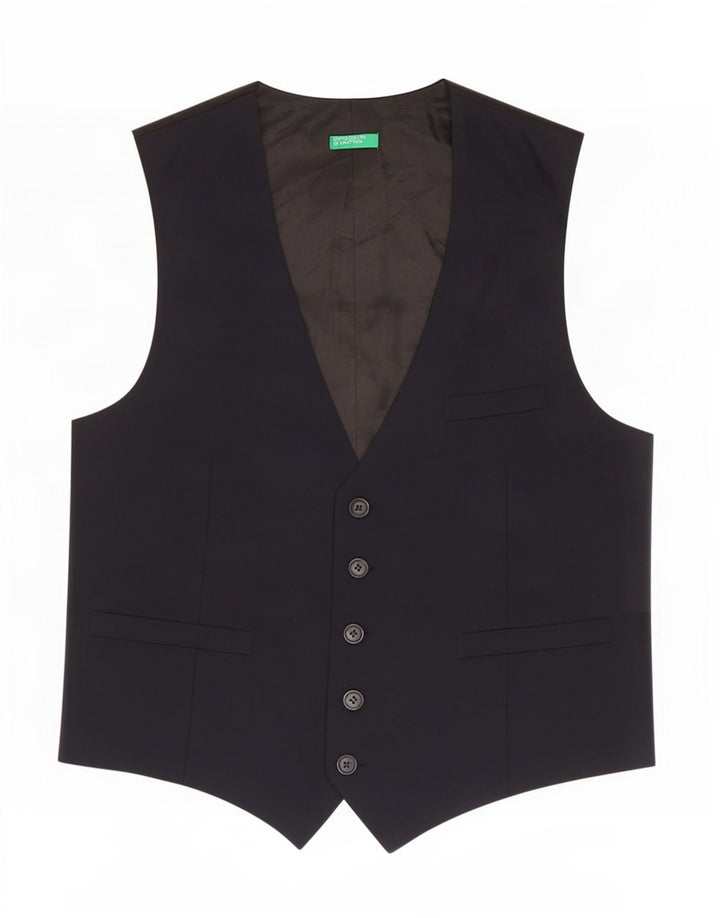 Gilet Uomo Benetton IT 52 Large Blu Navy Lana