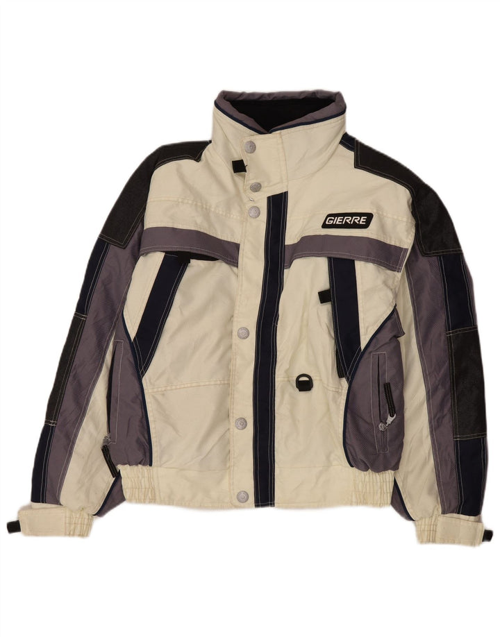 Giacca da sci con cappuccio da uomo Gierre IT 48 Medium Poliestere color block bianco sporco