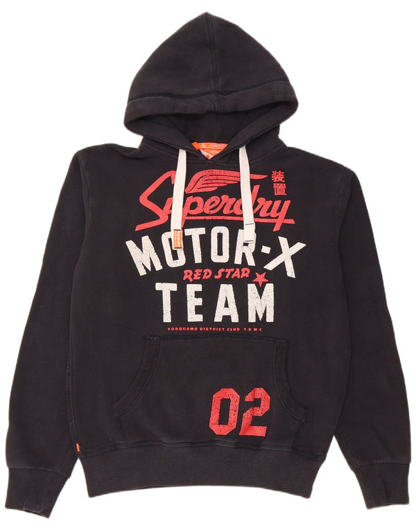 Felpa con cappuccio grafica vintage da uomo Superdry XL in cotone nero