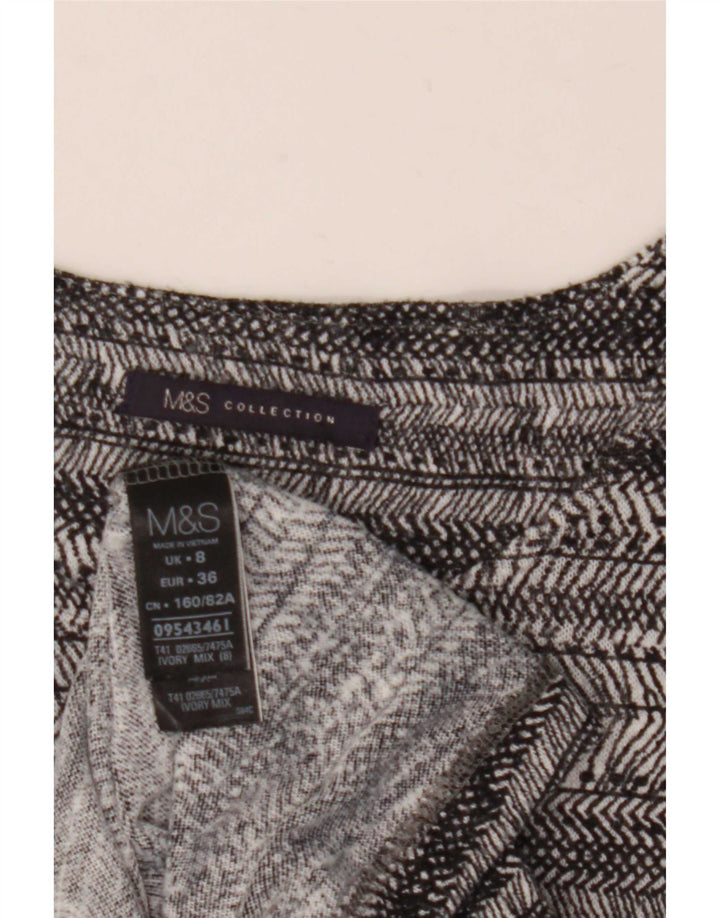 Marks & Spencer Top da donna manica 3/4 UK 8 piccolo a righe bianco sporco