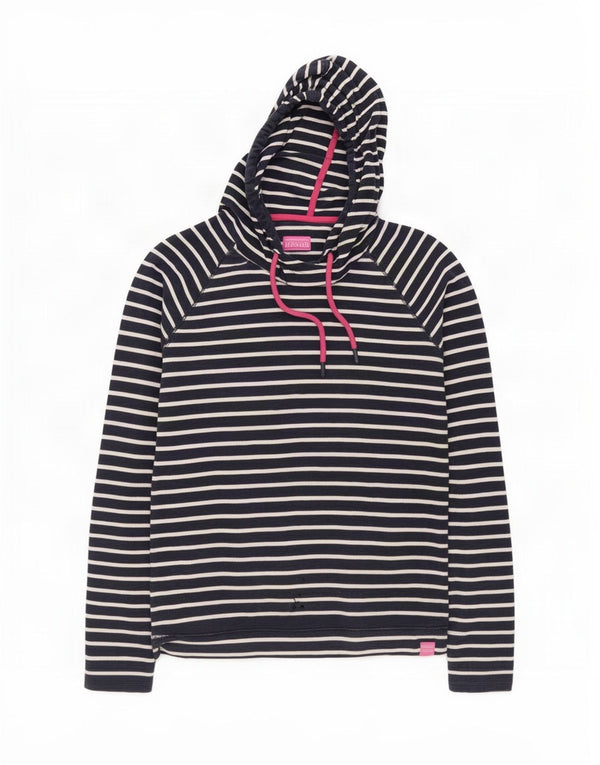 Felpa con cappuccio da donna Joules UK 16 grande cotone a righe blu navy