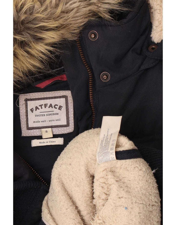 Gilet imbottito con cappuccio da donna Fat Face UK 8 piccolo poliestere blu navy