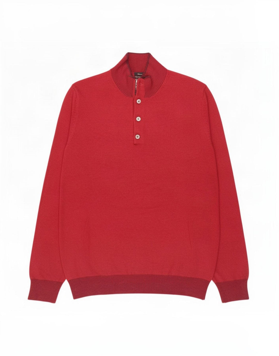 Massimo Dutti Maglione da uomo con collo a bottoni XL in cotone bordeaux