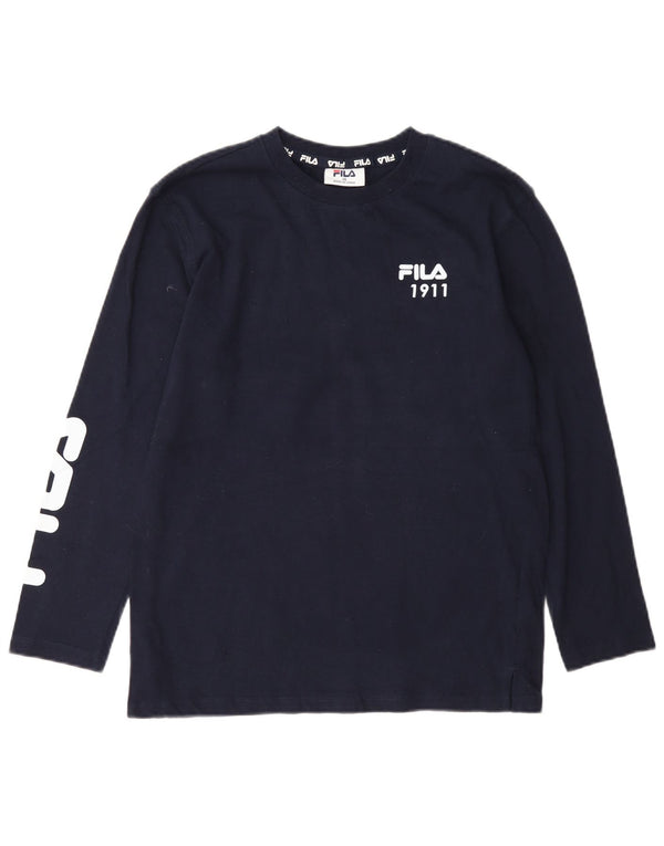 Maglietta grafica da bambino Fila a maniche lunghe 13-14 anni in cotone blu navy