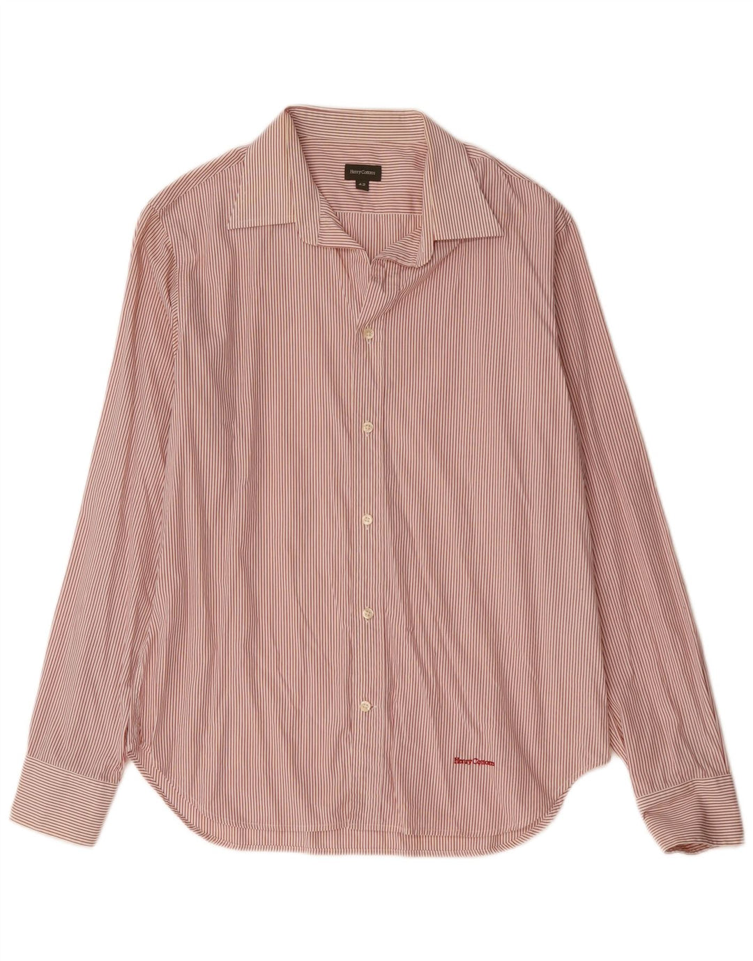 Camicia da uomo Henry Cottons taglia 42 grande cotone gessato rosso