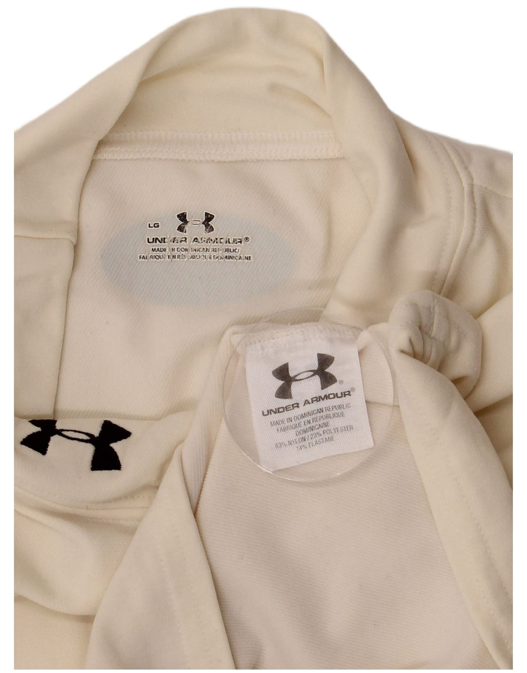 Maglia da uomo Under Armour a maniche lunghe grande in nylon bianco sporco