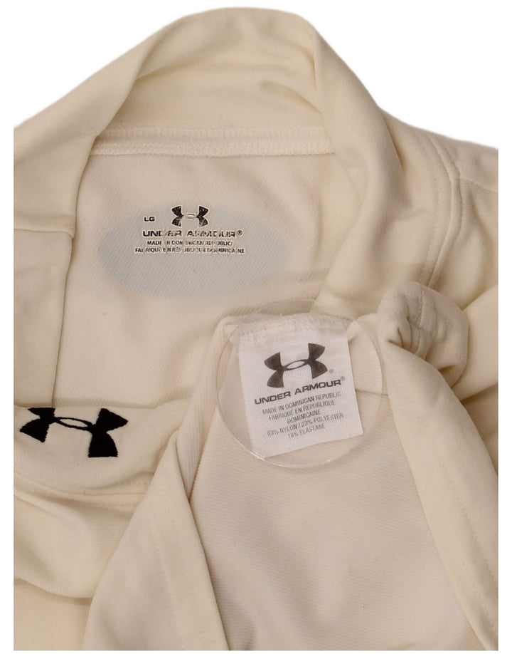 Maglia da uomo Under Armour a maniche lunghe grande in nylon bianco sporco