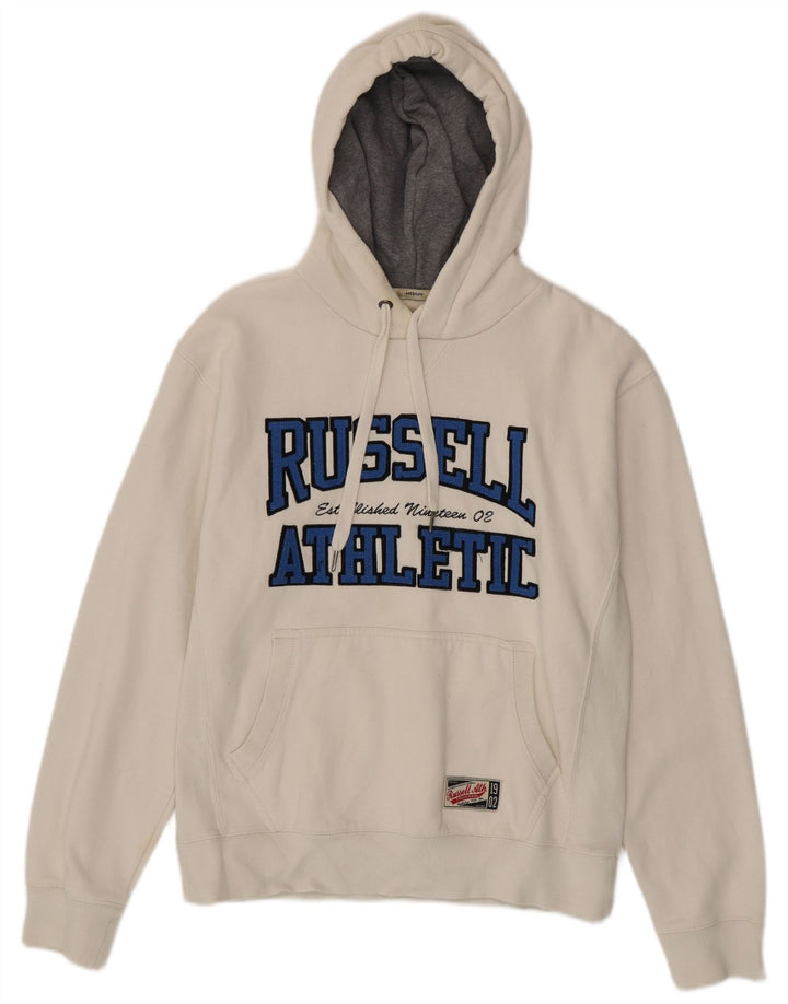 RUSSELL ATHLETIC Felpa con cappuccio grafica da uomo in cotone bianco medio