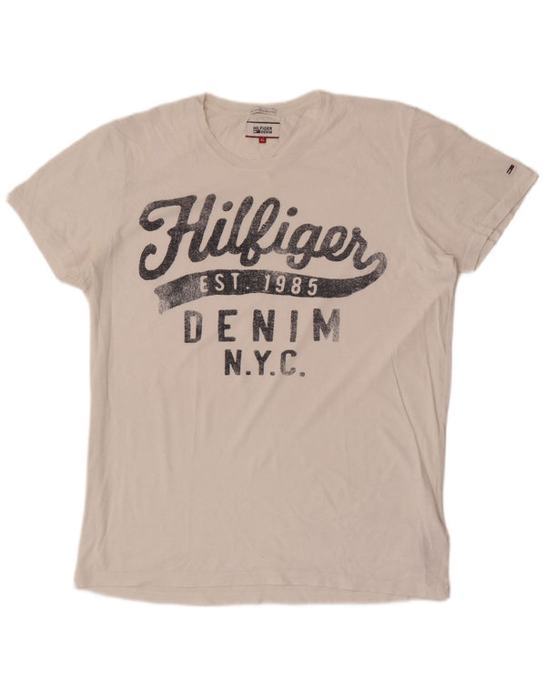 T-shirt grafica da uomo Tommy Hilfiger Top XL in cotone bianco