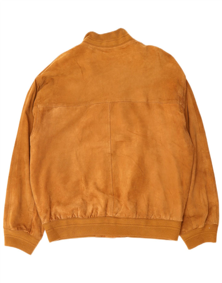 Giubbotto bomber vintage in pelle scamosciata da uomo IT 52 XL in pelle marrone