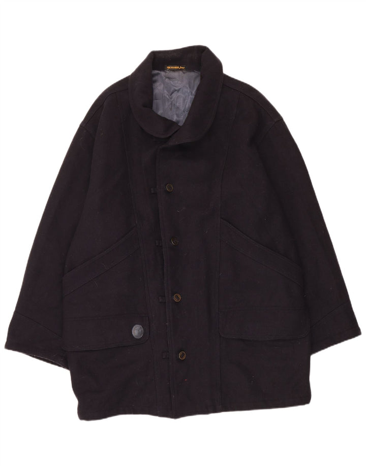 Cappotto da uomo Trussardi Jeans UK 40 grande classico in lana blu navy